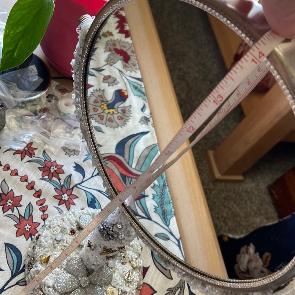 Beautifully Embellished Standing Tabletop Antique Mirror - Picture 3 of 14